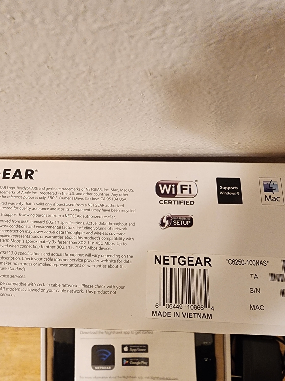 Netgear Nighthawk 6250 Cable Modem Router AC1600 Wi-Fi DOCSIS 3.0 - Picture 8 of 12